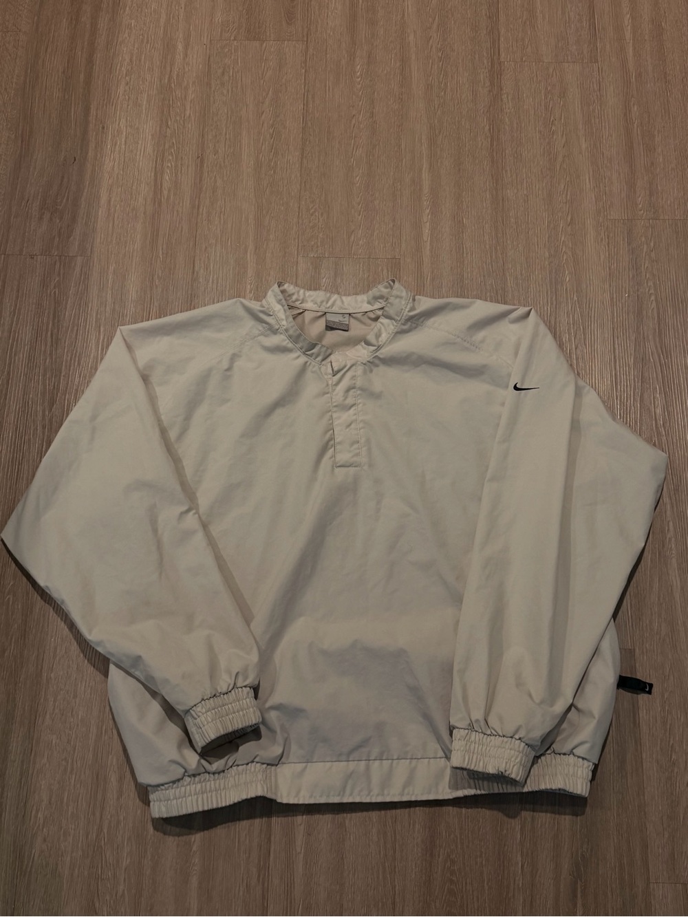 VTG Nike Golf Windbreaker Jacket Mens XL Beige V Neck Pullover Pockets